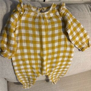 Mud Pie Yellow and White Baby Romper